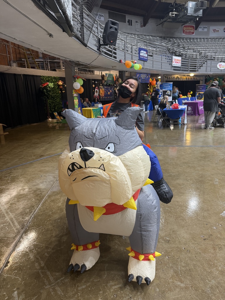 Teacher's Aide in Bulldog Costume at Pre-K Expo