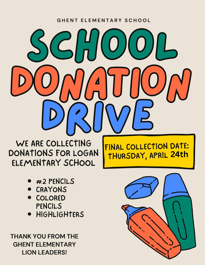 flyer about our school donation drive for Logan Elementary School