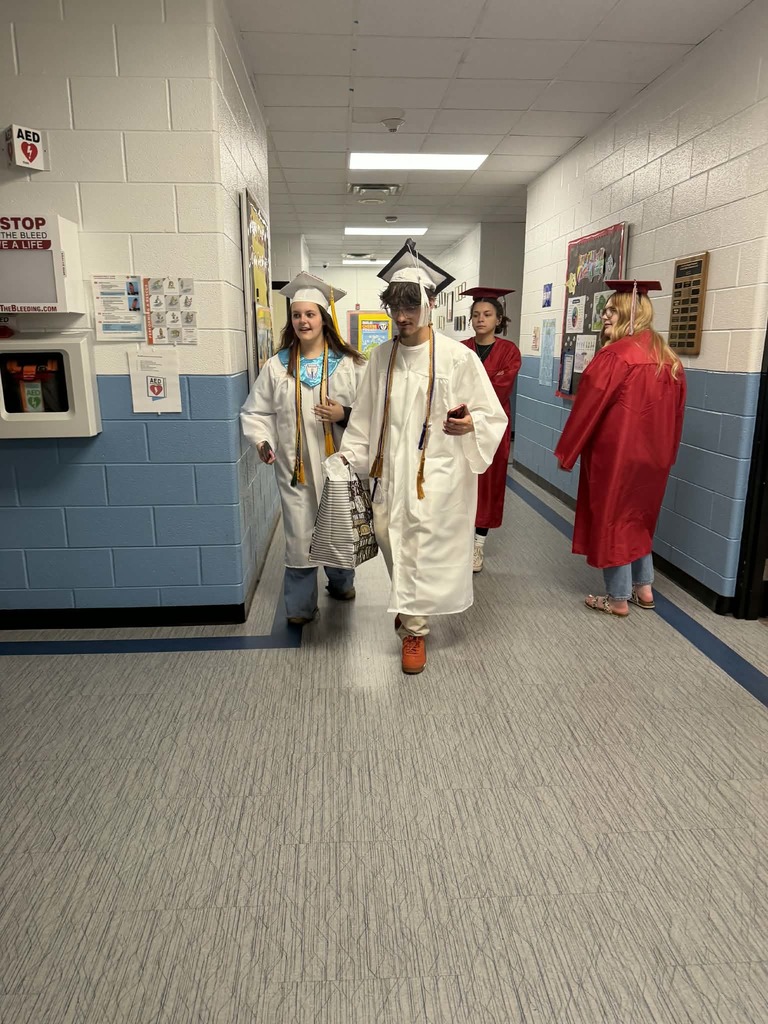 Seniors starting their walk through the school for the last time. 