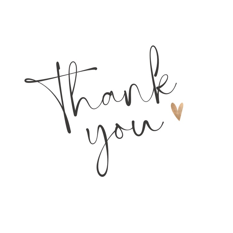 Thank You in cursive on white background 