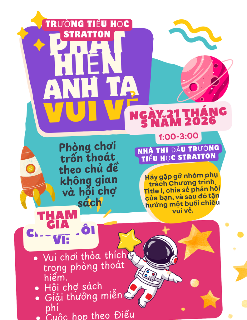 Unlock the Flyer, Space Themed Escape Room and Book Fair Flyer - Vietnamese