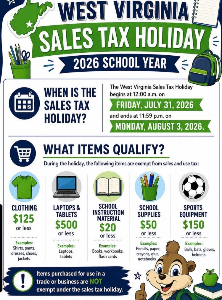 WV Tax Free Weekend