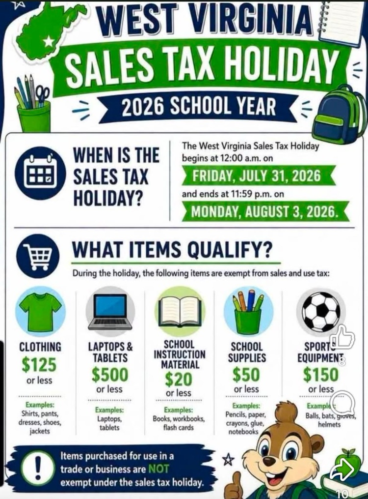 WV Tax Free Weekend