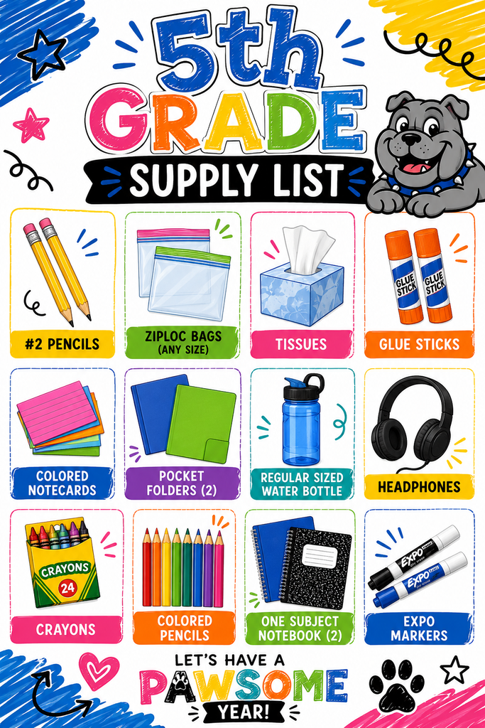 5th Grade Supply List