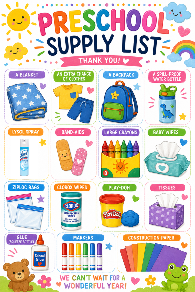 Preschool School Supply List