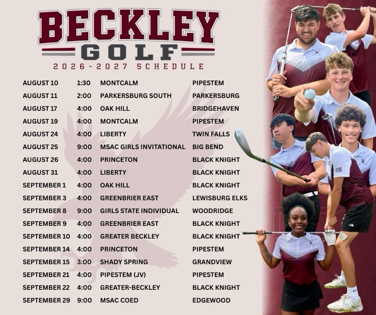 Beckley Golf Schedule