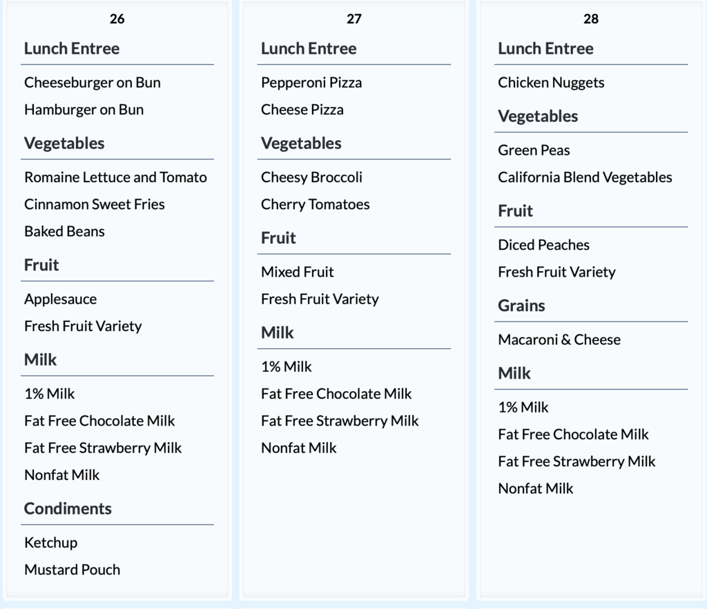 breakfast and lunch menu