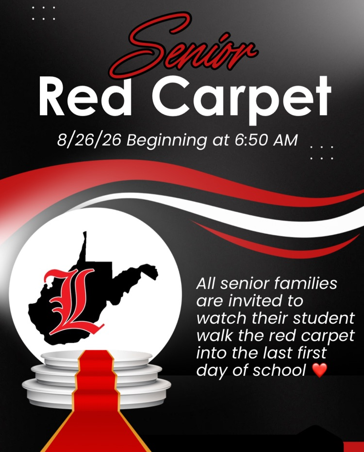 black and red image of the Liberty logo on a red carpet. Senior red carpet on 8/26 