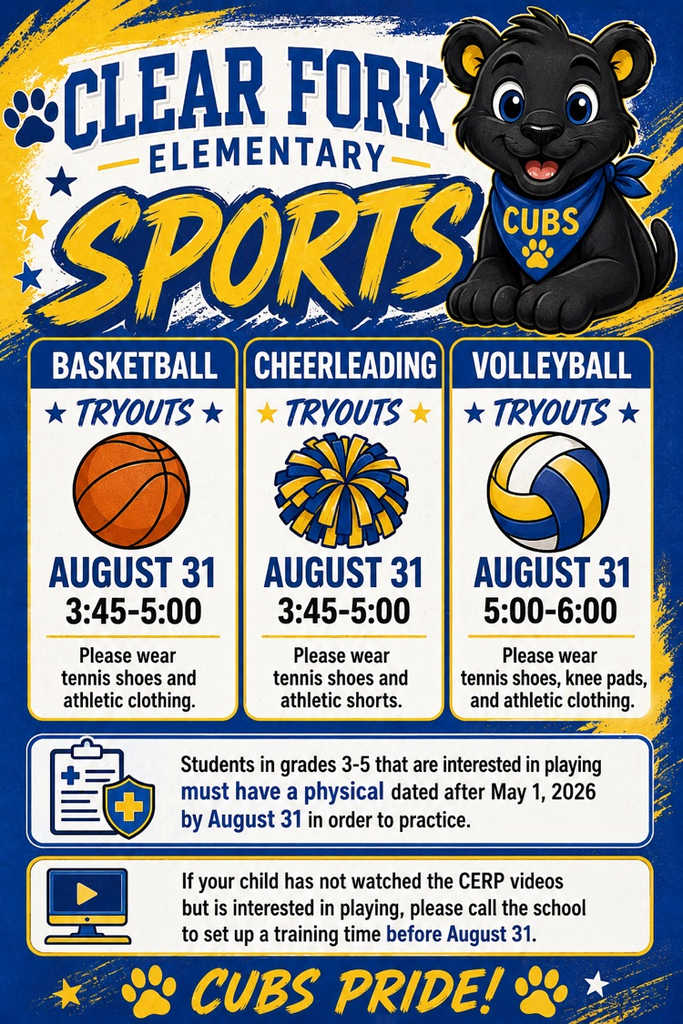 sports tryouts August 31 from 3:45-6:00
