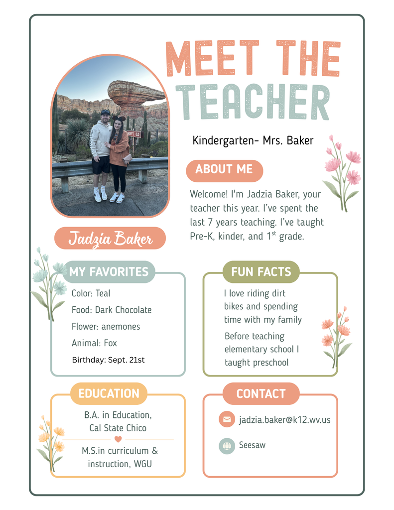 About Me - Mrs. Baker