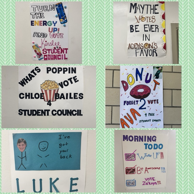 Posters are up to encourage student council voting.