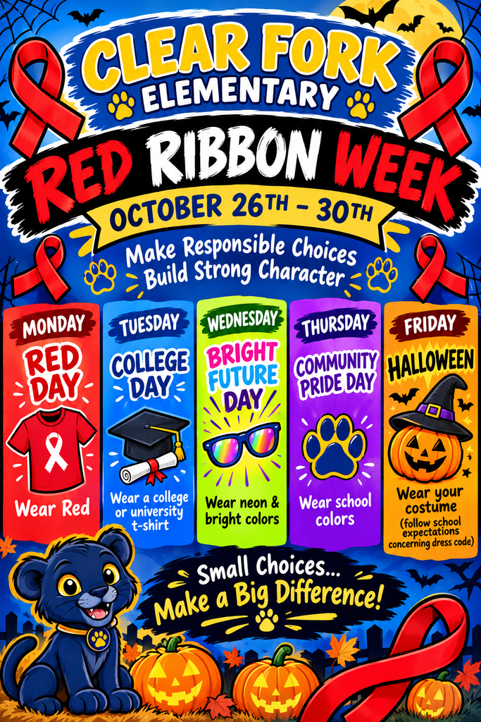 Colorful flyer that highlights red ribbon week oct. 26th-30th