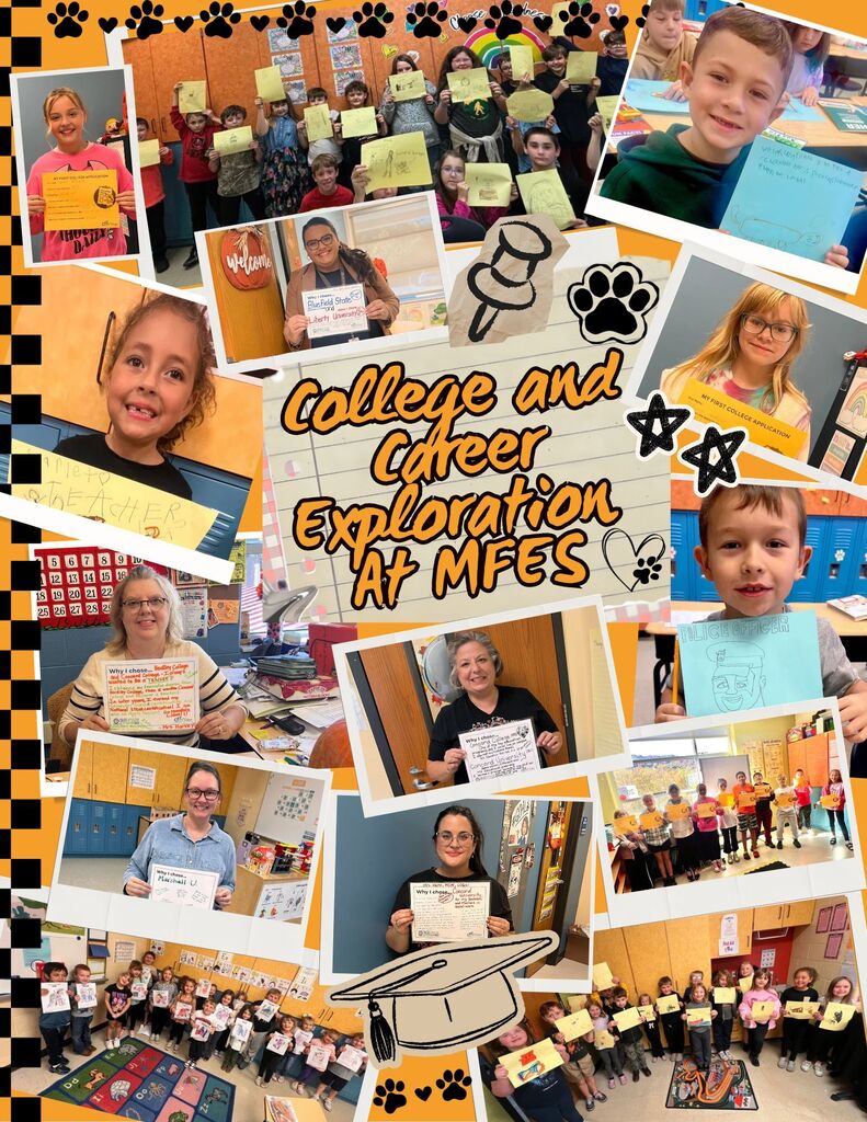 Multiple photos of students holding certificates and smiling, one photo shows a girl wearing a graduation cap.