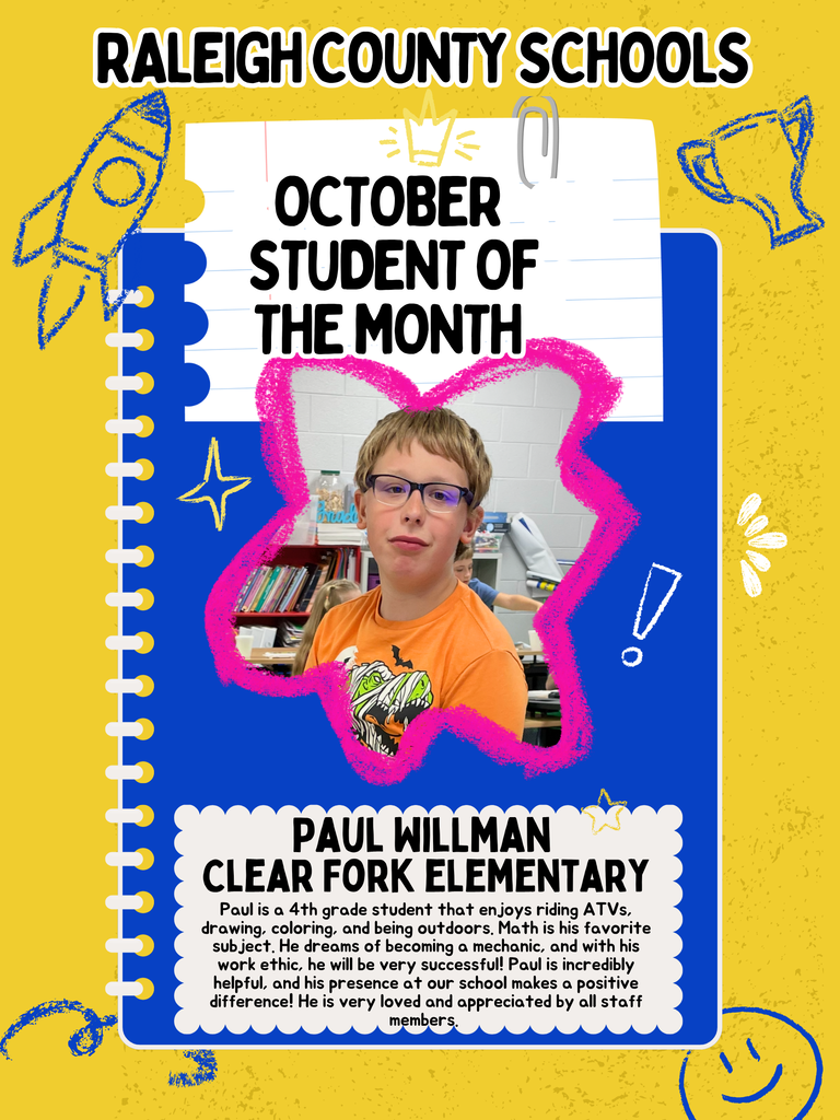 Blue notebook page with a photo of a young boy in glasses in a heart shape.
