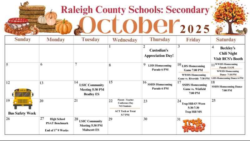 October Activities Calendar
