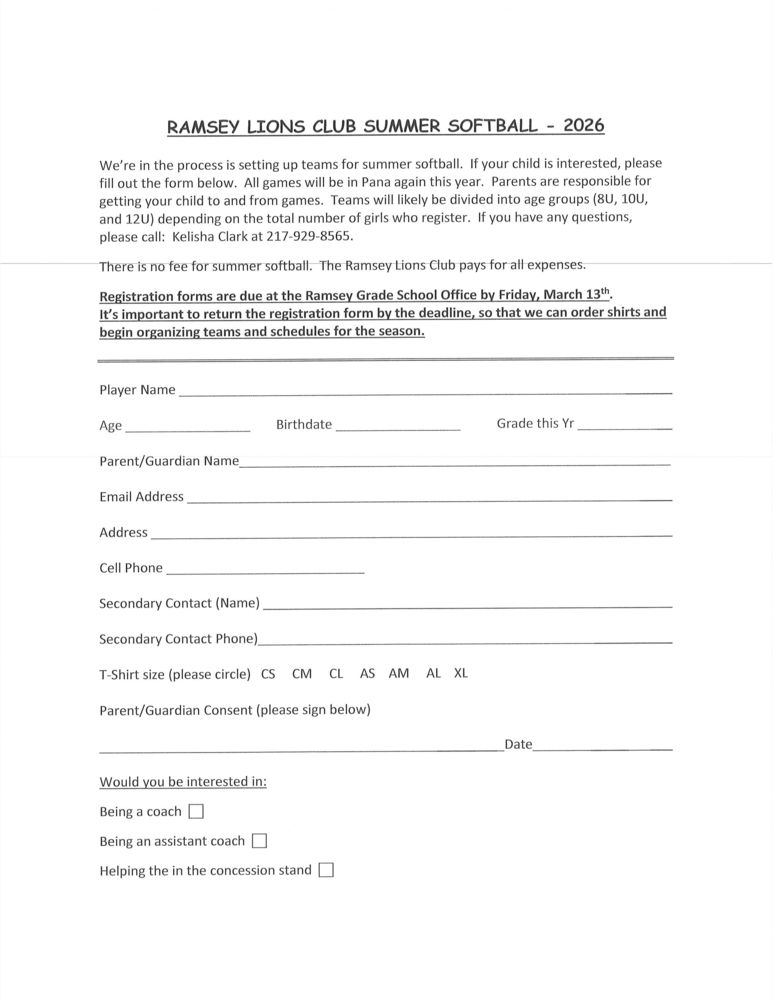 Summer Softball 2026