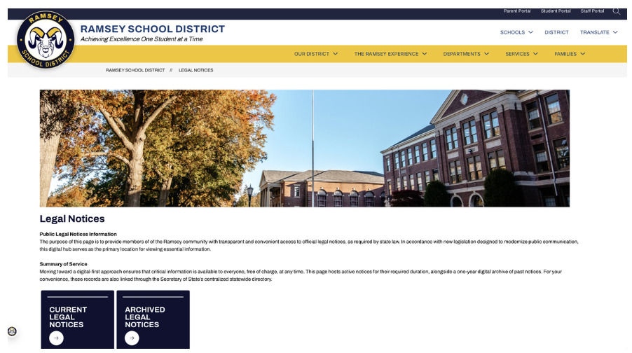 Public Access to Legal Notices has been modified.