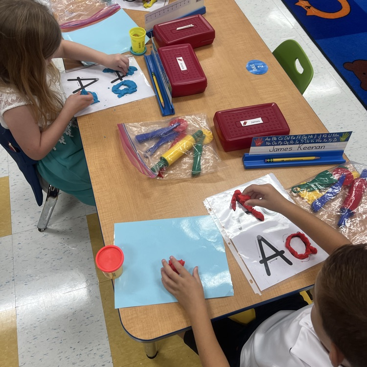 Kindergarten students at Tisdale are having a soft start in their morning by building the letter A with play dough!