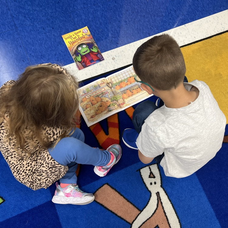 Reading is better together! 📚 Kindergarten students at Tisdale are learning how to partner read and building their collaboration skills!