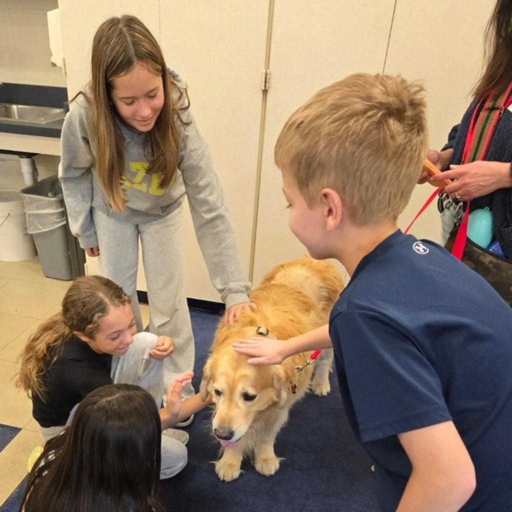 Welcome, Ollie! Students in 5GT enjoyed their first therapy dog visit!