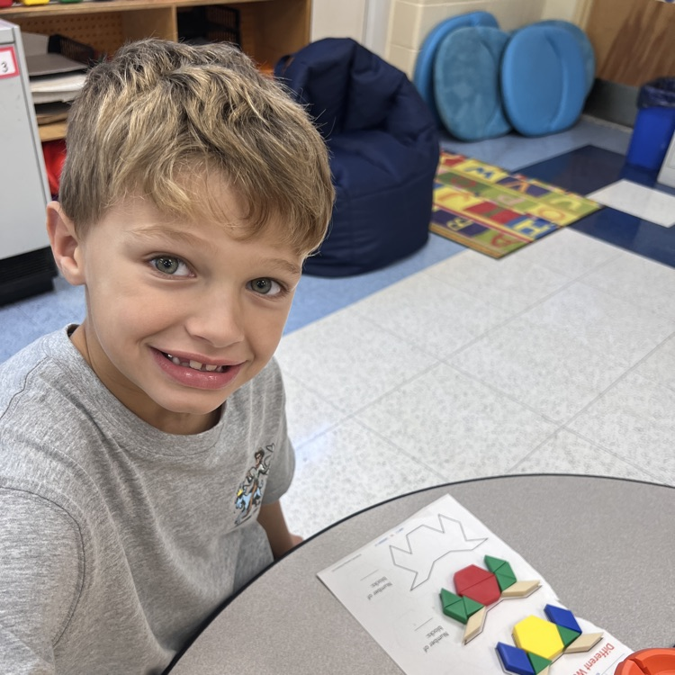 First graders are having fun composing and decomposing shapes!