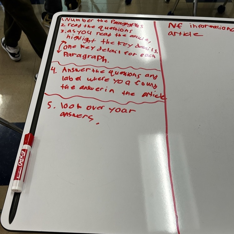 here is another sample of a reading strategy that students are using to understand non-fiction texts.