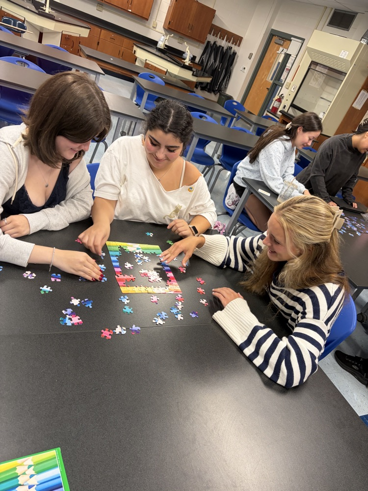 AP Research students completing a puzzle