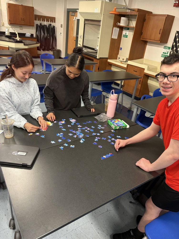 AP Research students completing a puzzle
