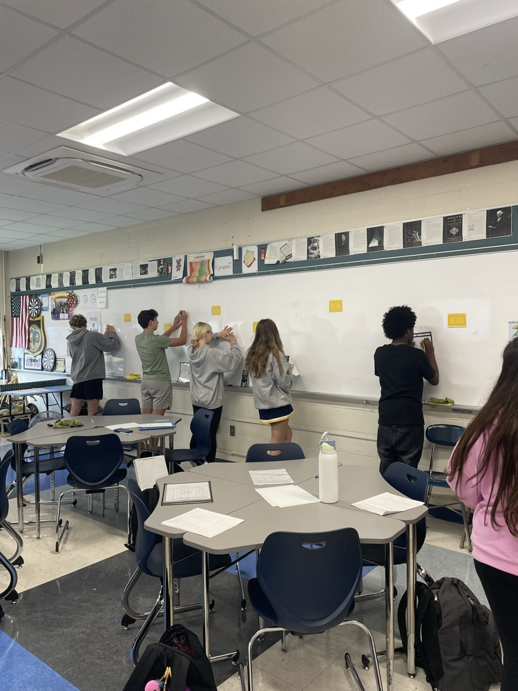 Students practicing review BINGO