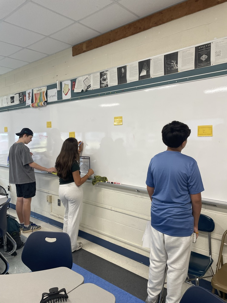 Students practicing review BINGO