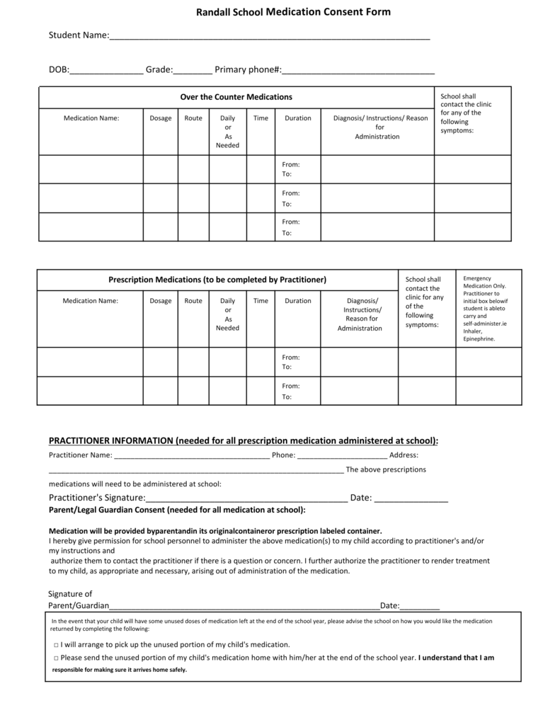 MEDICATION CONSENT FORM 