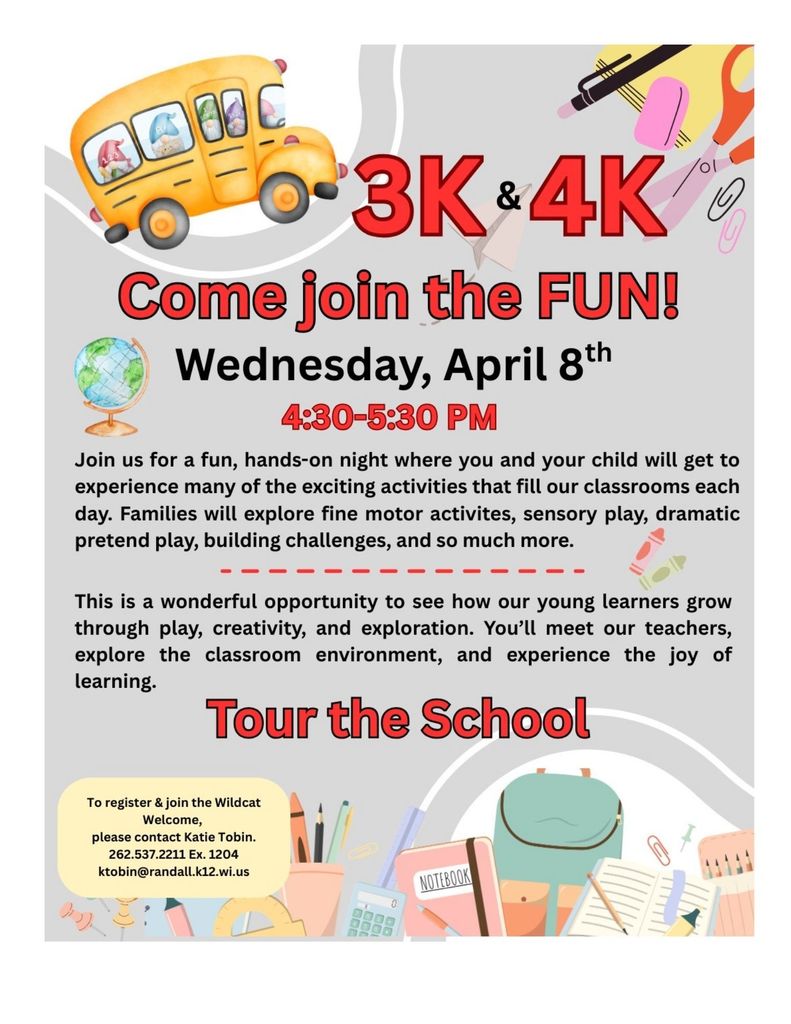 2026-27~ 3K & 4K Wildcat Welcome Tour & Fun on April 8th