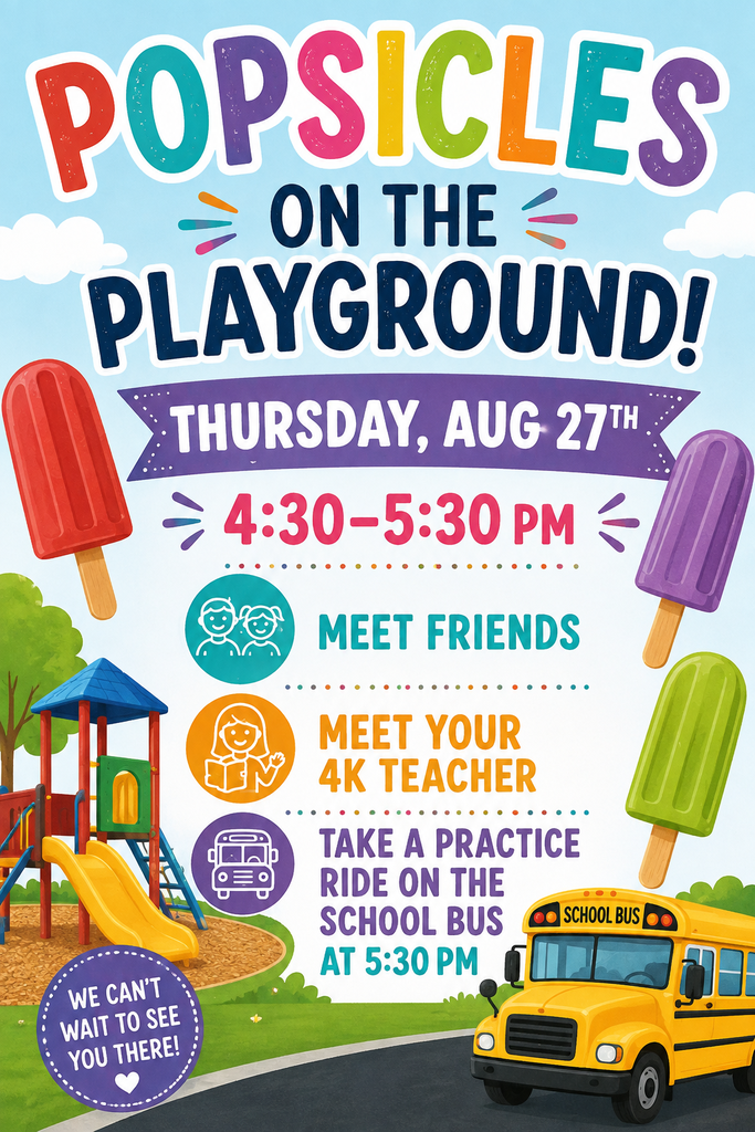 4K Popsicles on the Playground~ Aug. 27th at 4:30 pm