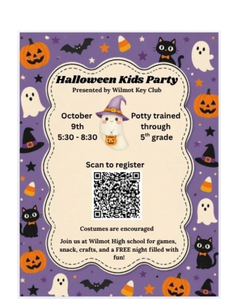 Halloween Kids Party at Wilmot High School, Oct. 9th