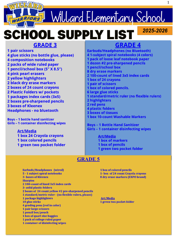 supply list