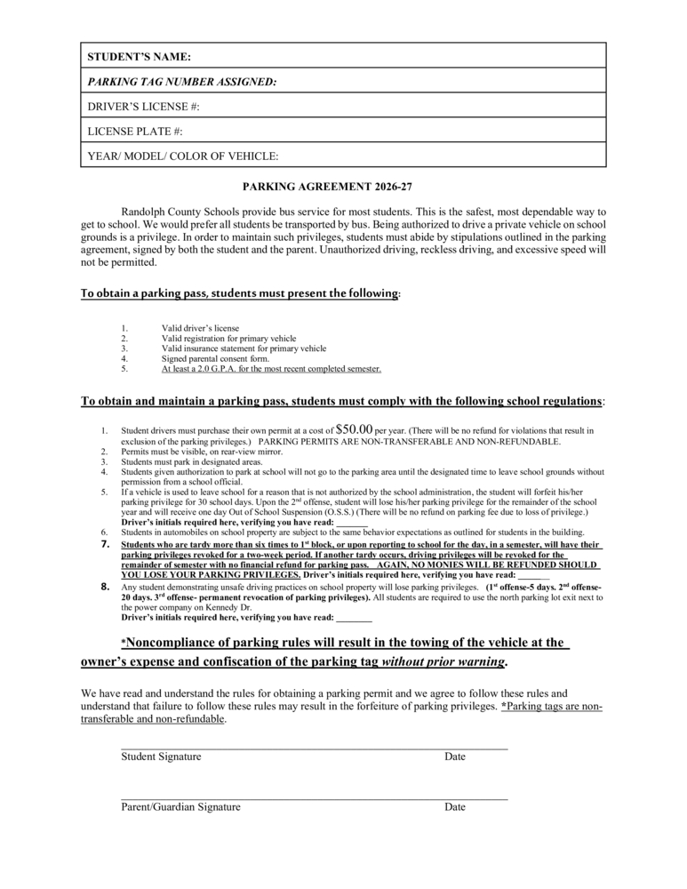 Parking Agreement