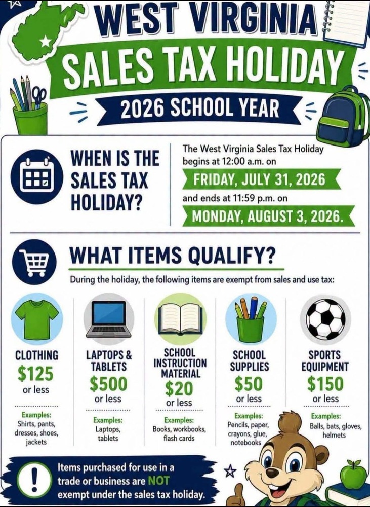 WV Sales Tax Holiday