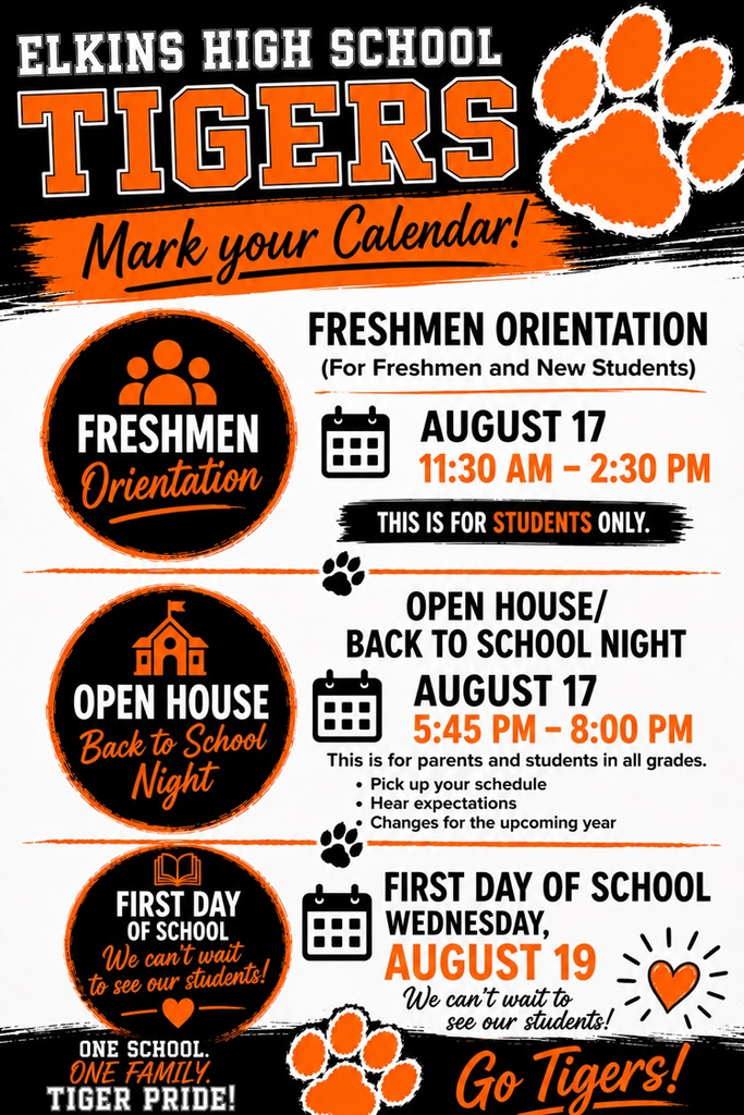 Freshmen Orientation and Open House on August 19