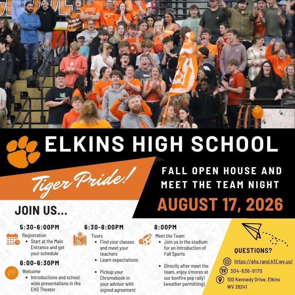 High School Fall Open House and Meet the Team Night.   On August 17, 2026 from 6-8.   
