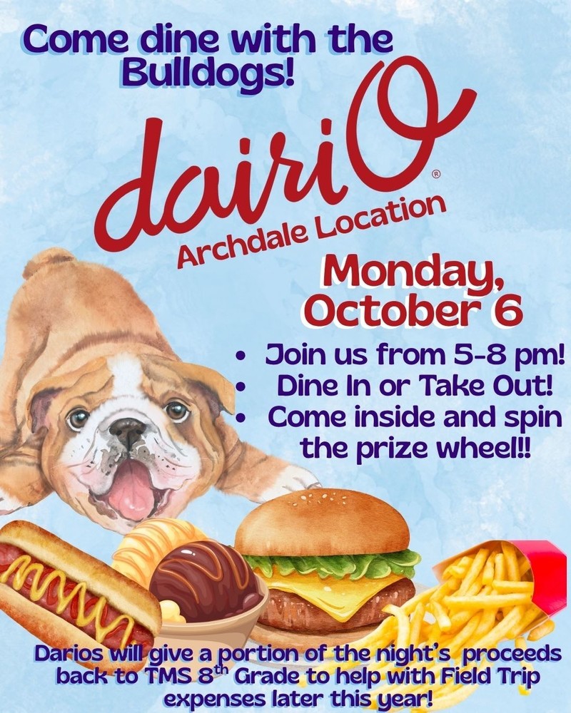 flyer saying come dine with the bulldogs at Dairios night