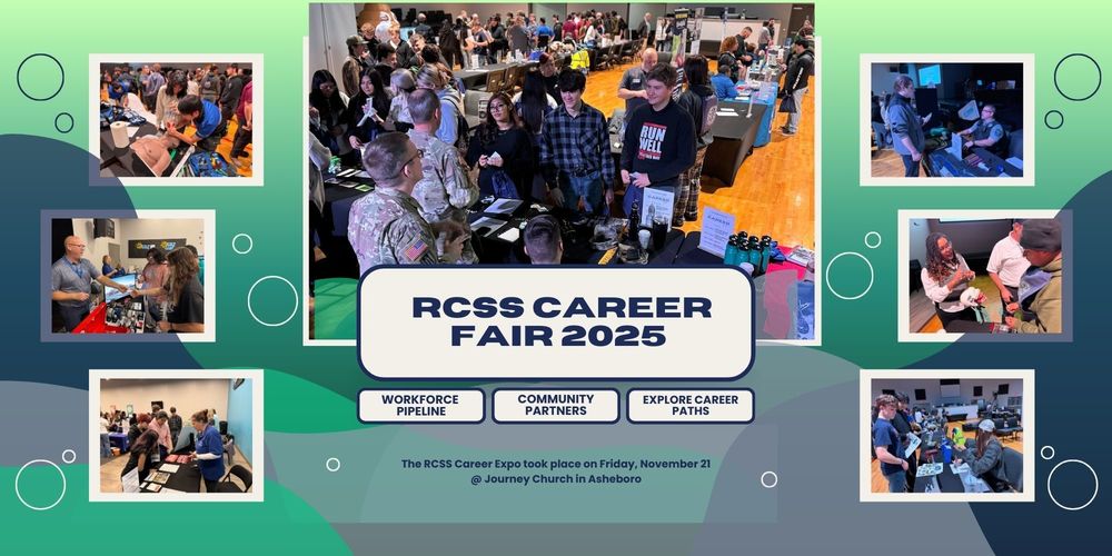 On Friday, November 21, at Journey Church in Asheboro, the Randolph County School System hosted the 4th Annual 11th Grade Career Expo. More than 500 RCSS students attended the event. Local businesses and community partners participated by investing in our future workforce. This expo provides a valuable opportunity for companies to introduce themselves to Randolph County eleventh graders, share potential career paths, and help build a pipeline of future employees. Thank you to all who came out to support this RCSS event!