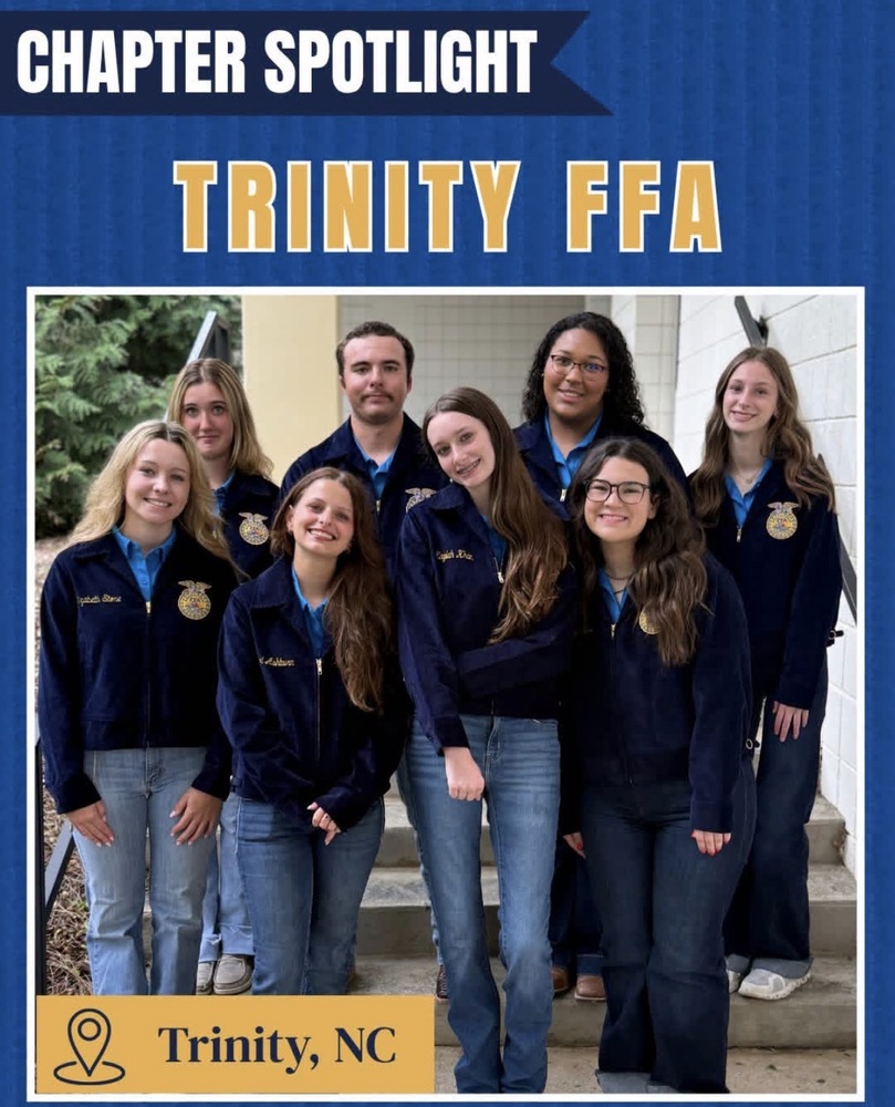 I am excited to share that the Trinity FFA chapter was selected as a North Carolina FFA chapter Spotlight for this year. Attached, you will find a few posts from NC FFA highlighting our wonderful program as well as showing off our well-known FFA spring plant sale. The plant sale become a highlight of our chapter, and also many programs across the state are taking notice of how we market, prepare, and plan for our plant sales. We are very proud of our students and excited to see our future grow.