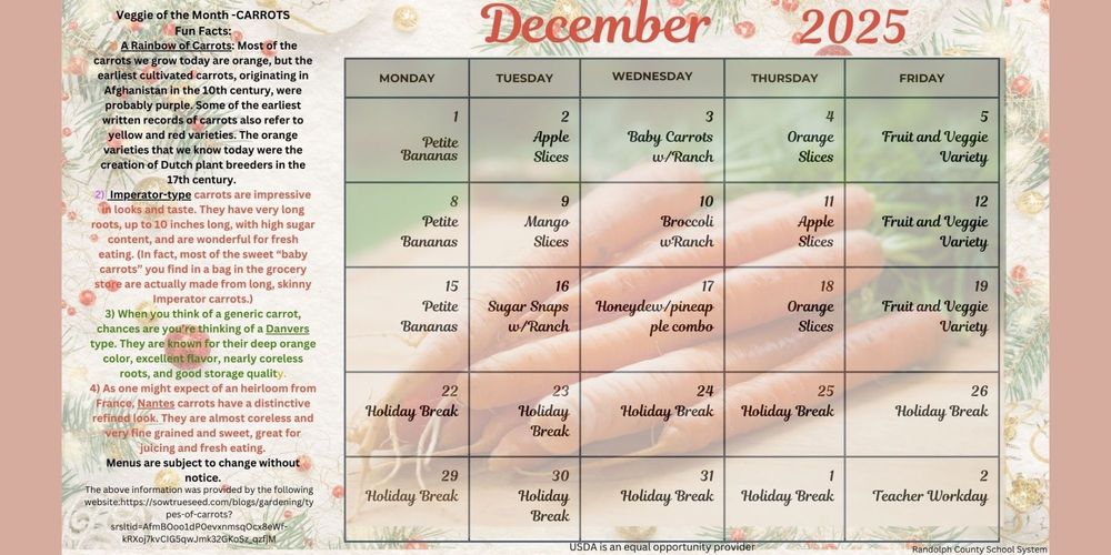 December menu