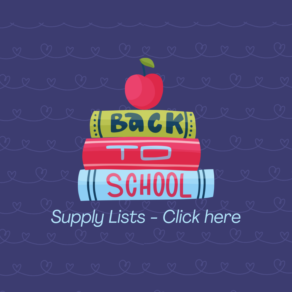Back to School supply list with books and apple