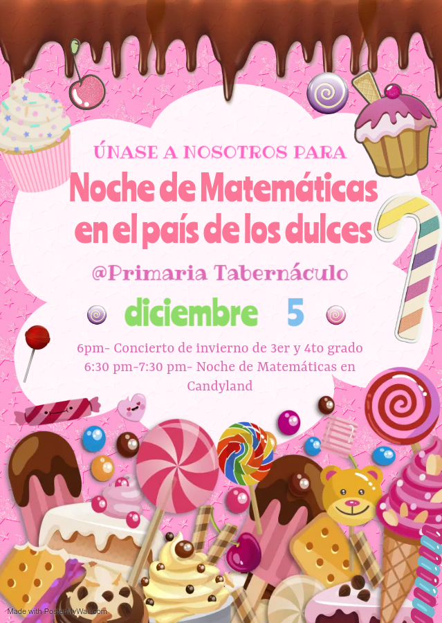 Noche de matemáticas para padres en Candyland: 5 de diciembre, de 6 p. m. a 7:30 p. m.