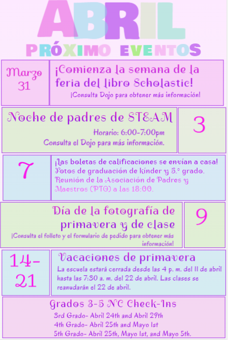 April Events- Spanish
