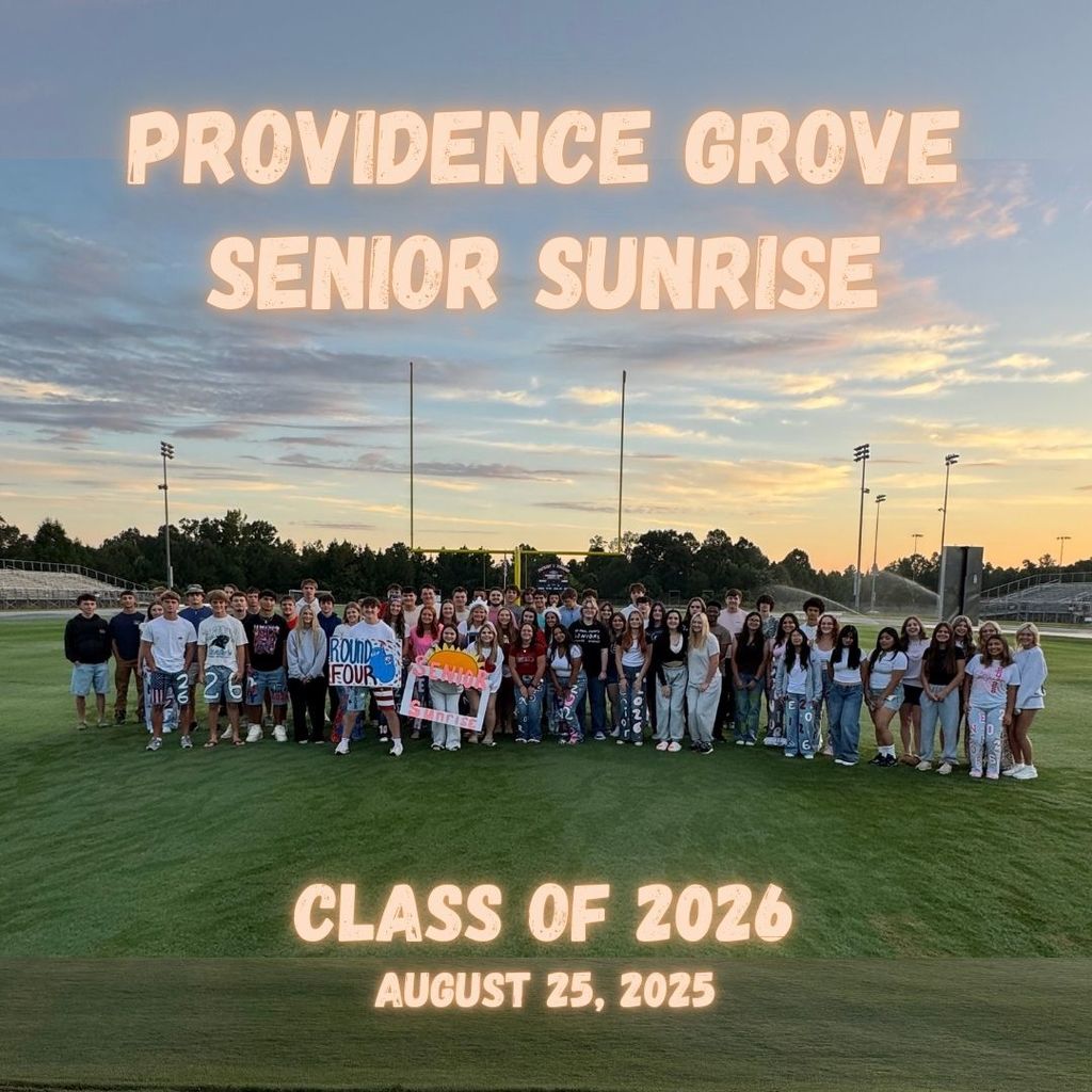 Providence Grove High School seniors kicked off their final year with a special tradition on the football field the morning of August 25, 2025. Together, they gathered to watch the sunrise, sharing laughter, smiles, hugs, and breakfast. With plenty of pictures and priceless memories made, it was the perfect start to their senior year.