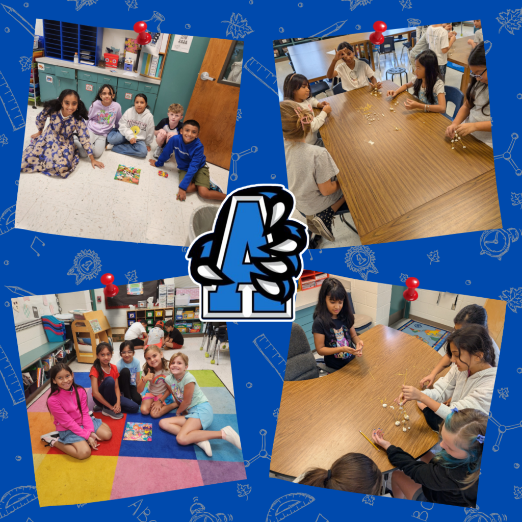 Collage of students during the first week of school, outside and in the classroom
