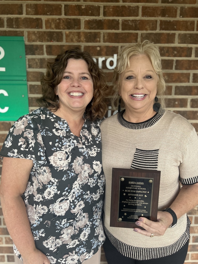 Shining bright this month with the STAR3 Award are fourth grader Jordyn Powell, recognized for her outstanding character both inside and outside the classroom, and our dedicated data manager Karen Mann, honored for her consistent responsibility, integrity, and service to students. We are proud of your hard work and the example you set!