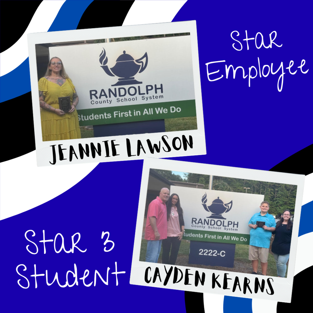 Black, white, and  blue background with photos: a student holding a plaque with his parents, and another with a teacher holding a plaque. Text in post